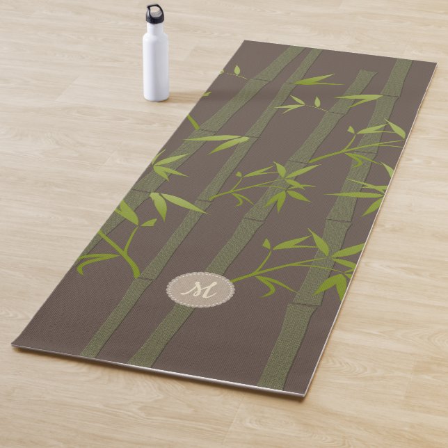 Tapis De Yoga Monogramme personnalisé en bambou naturel zen conf (En situation)