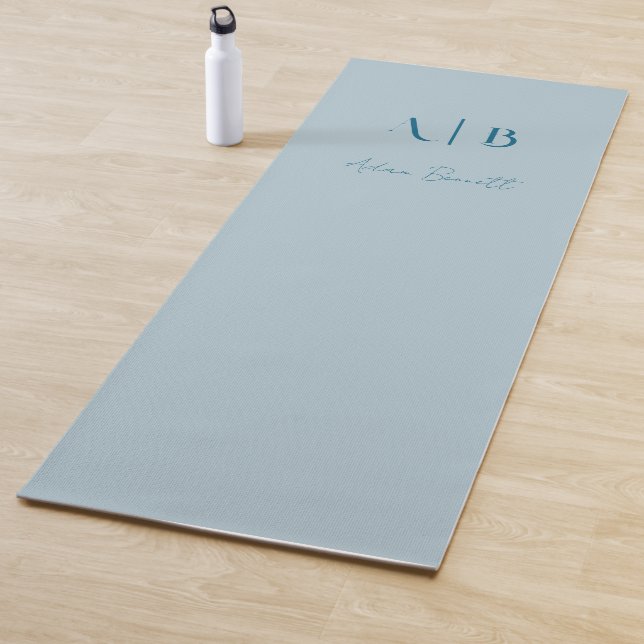 Tapis De Yoga Monogramme Personnalisé Moderne Initiales Nom Past (En situation)