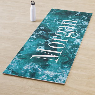 Tapis De Yoga Monogramme personnalisé Vagues de mer Turquoise