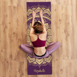 Tapis De Yoga Monogramme Purple Gold Mandala Floral Motif<br><div class="desc">Un élégant et beau tapis de yoga en monogramme de bohème violet et or. Le design est à l'avant et à l'arrière du tapis.Ajoutez votre nom au bas du tapis. Conçu pour vous par Blackberry Boulevard.</div>