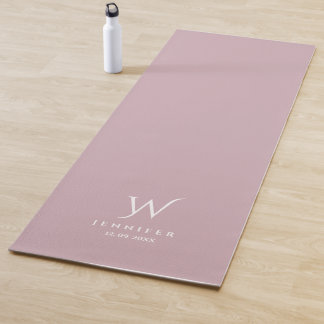 Tapis De Yoga Monogramme rose et nom Yoga Mat