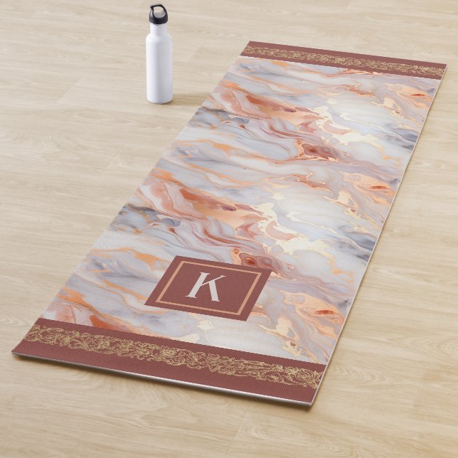 Tapis De Yoga Monogramme Rose or marbre Motif Yoga Mat (En situation)