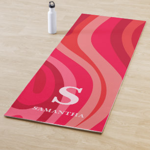 Tapis De Yoga Monogramme rose rouge moderne
