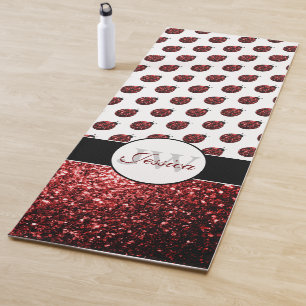 Tapis De Yoga Monogramme rouge foncé coccinelle faux parties sci