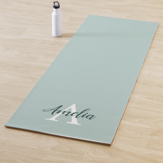 Tapis De Yoga Monogramme vert d'oeuf de canard Script Yoga Mat (En situation)