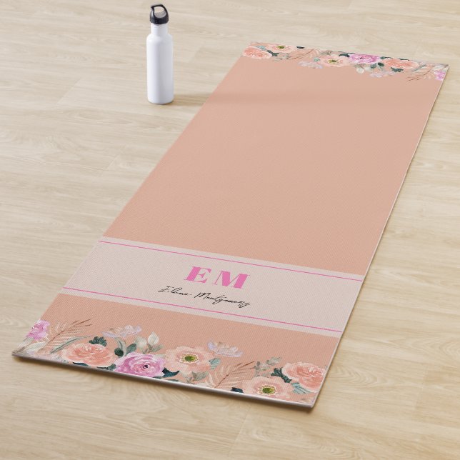 Tapis De Yoga Monographie florale Rose poussiéreuse (En situation)