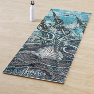 Tapis De Yoga Monographie géante de la mer bleue de la pieuvre
