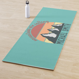 Tapis De Yoga Montagnes pastel vintage appellent monogramme ciel