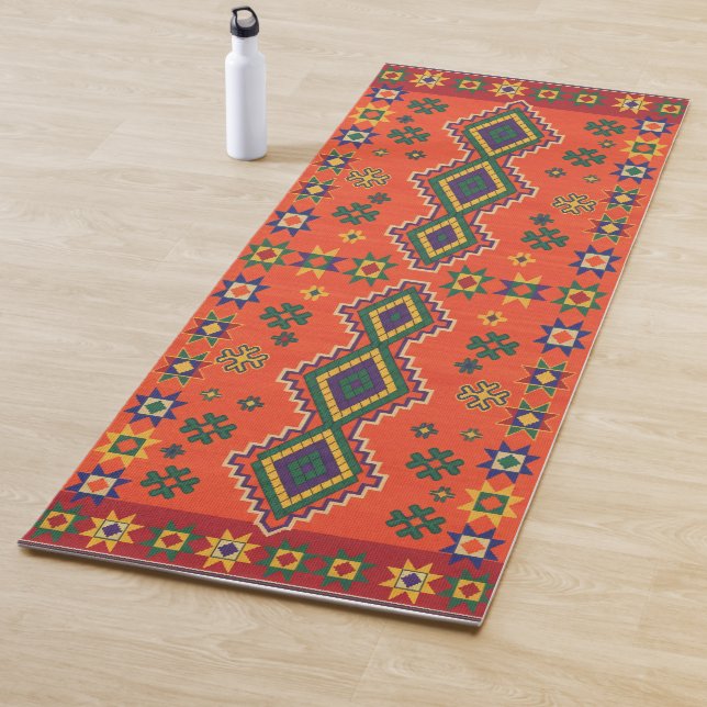 Tapis De Yoga Moroccan Harmony in Orange (En situation)