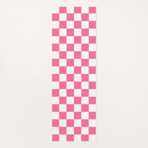 Tapis De Yoga Motif À damiers chèque rose blanc