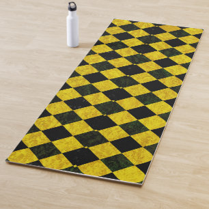 Tapis De Yoga Motif à damiers noir et jaune