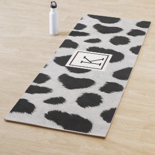 Tapis De Yoga Motif à fausse fourrure de vache noire et blanche