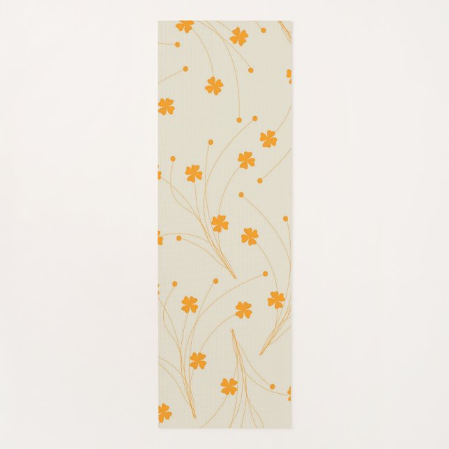Tapis De Yoga Motif à fleurs les années 70 beige orange rétro Y2 (Devant)