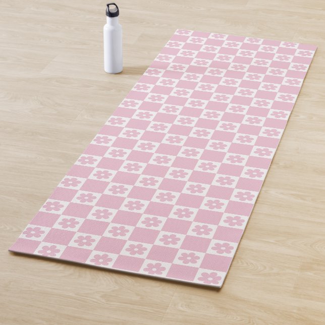 Tapis De Yoga Motif à fleurs roses (En situation)