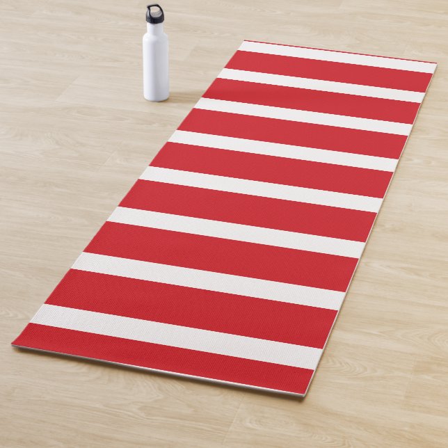 Tapis De Yoga Motif à rayures rouges et blanches (En situation)