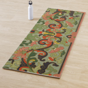 Tapis De Yoga Motif Abstrait chinois d'antiquité vert olive