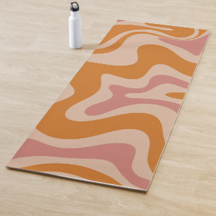 Tapis De Yoga Motif Abstrait Orange Rose de la tortue rétro