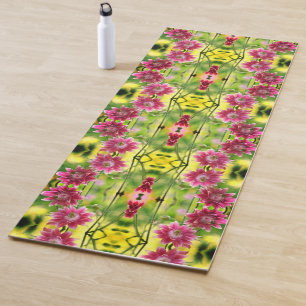 Tapis De Yoga Motif Abstrait Paire Fleur Rouge Et Blanc