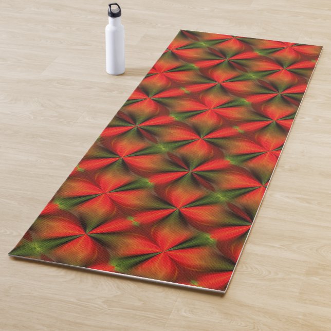 Tapis De Yoga Motif Abstrait Vert Et Orange (En situation)