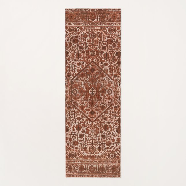 Tapis De Yoga motif antique oriental marron  (Devant)