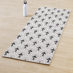 Tapis De Yoga Motif art déco noir et blanc