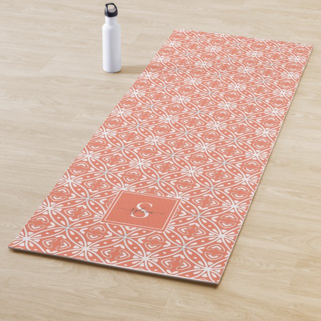 Tapis De Yoga Motif Batik Géométrique Orange (En situation)