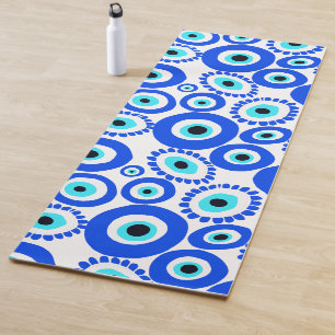 Tapis De Yoga Motif bleu blanc Abstrait Evil Talisman
