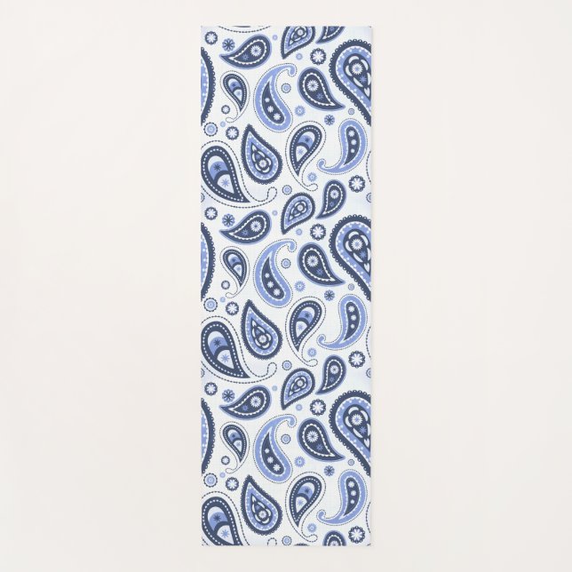Tapis De Yoga Motif Blue Paisley (Devant)
