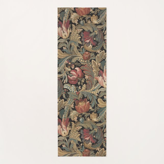 Tapis De Yoga Motif botanique floral botanique vintage sombre et (Devant)