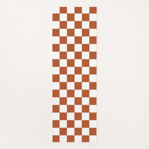Tapis De Yoga Motif Brown blanc À damiers chèque