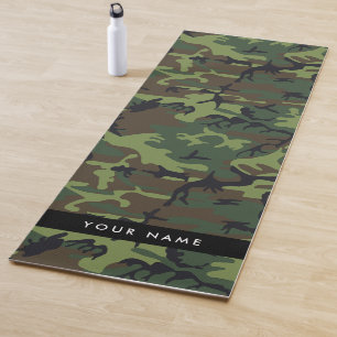 Tapis De Yoga Motif Camouflage Vert, Votre nom, Personnaliser