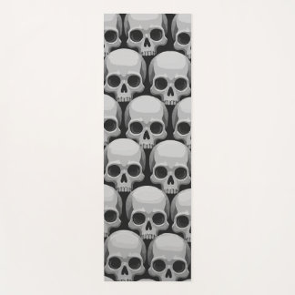 Tapis De Yoga Motif Crâne Gris – Design Gothique Minimaliste