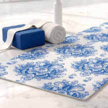 Motif damassé méditerranéen bleu blanc élégant