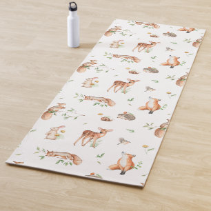 Tapis De Yoga Motif d'amis animaux de bois mignon