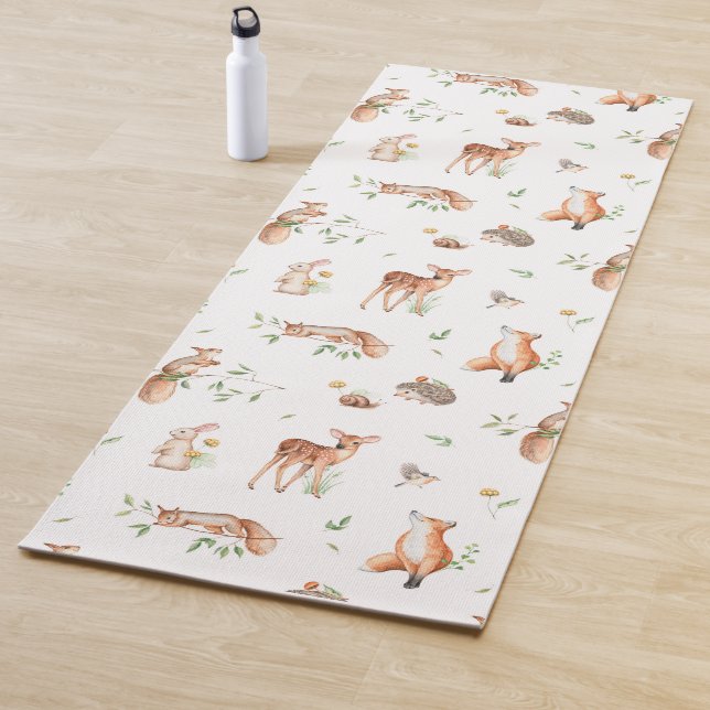 Tapis De Yoga Motif d'amis animaux de bois mignon (En situation)