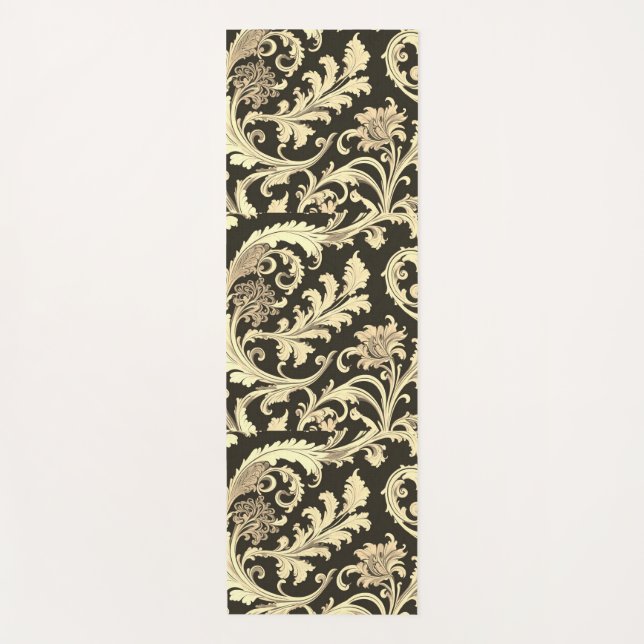 Tapis De Yoga Motif d'antiquités Brown Fleur (Devant)