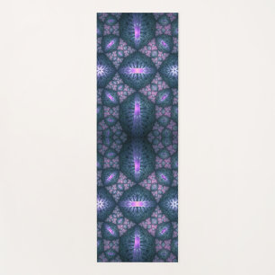 Tapis De Yoga Motif d'art fractal 3D turquoise violet rose