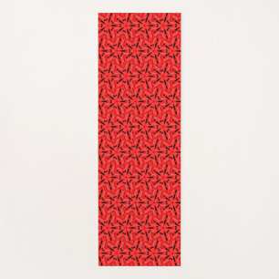 Tapis De Yoga Motif d'art géométrique noir rouge écarlate