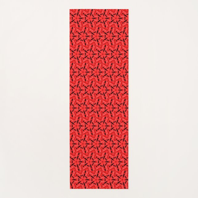 Tapis De Yoga Motif d'art géométrique noir rouge écarlate (Devant)