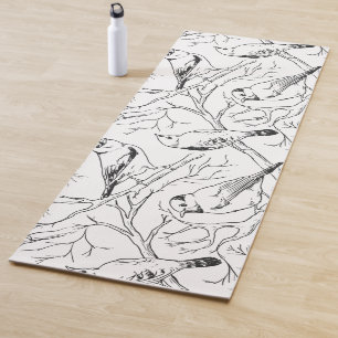 Tapis De Yoga Motif d'art linéaire minimaliste d'oiseaux nord-am