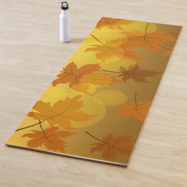 Tapis De Yoga Motif d'automne avec feuilles d'érable en chute et (En situation)