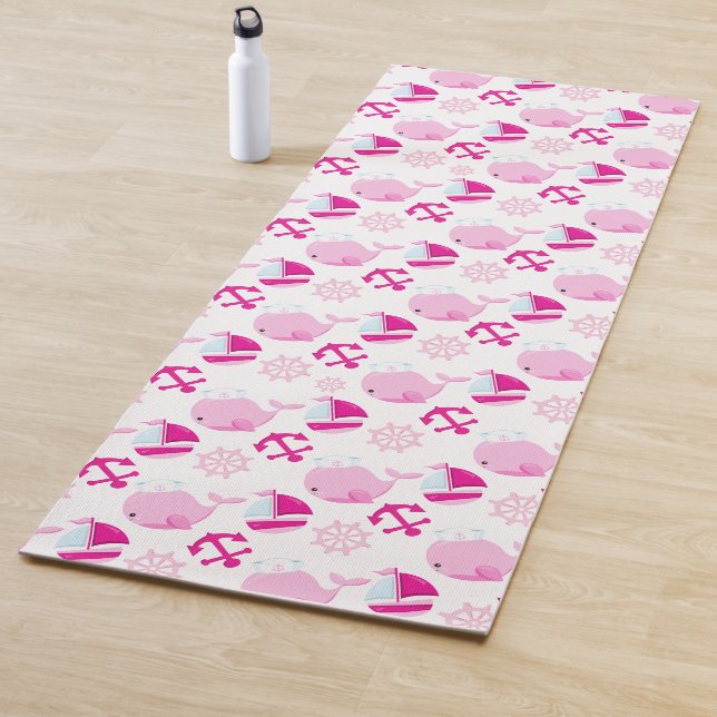 Tapis De Yoga Motif De Baleines, Beaux Baleines, Baleines Roses (En situation)