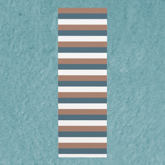 Tapis De Yoga Motif de bande Brown Turquoise blanc