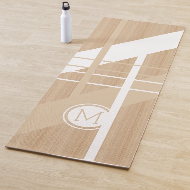 Tapis De Yoga Motif De Blocage Moderne Personnalisé En Bois Faux (En situation)