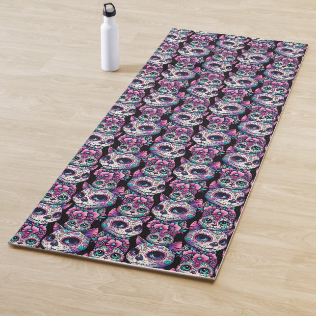 Tapis De Yoga Motif de chat crâne sucre (En situation)
