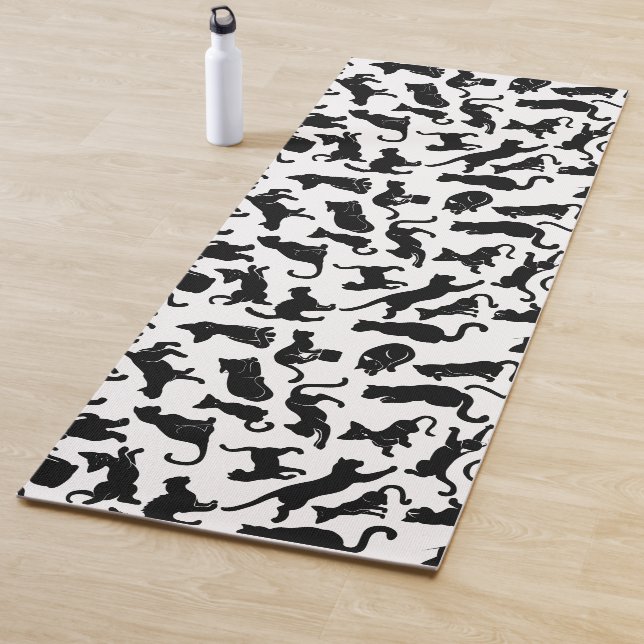 Tapis De Yoga Motif de chat noir (En situation)