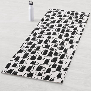 Tapis De Yoga Motif de chat noir amusant