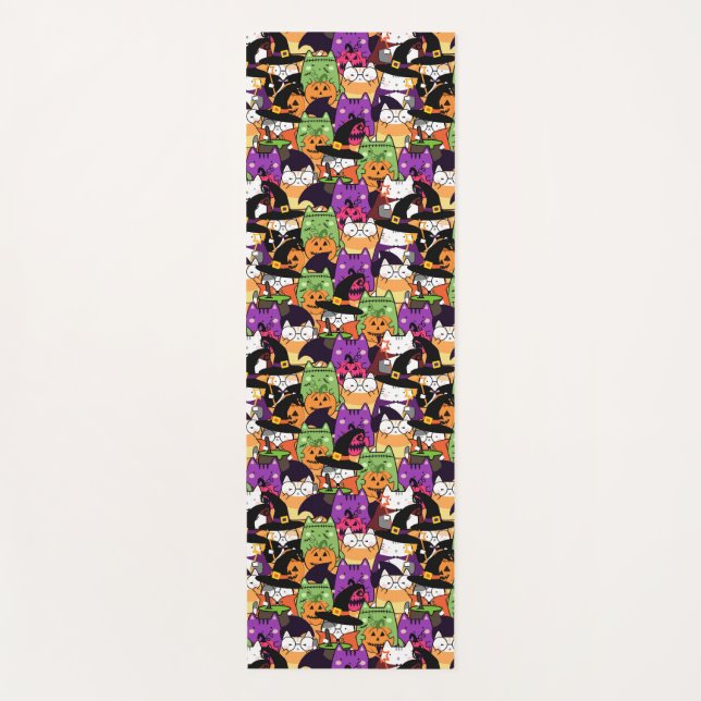 Tapis De Yoga Motif de chats Halloween Kawaii (Devant)