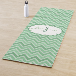Tapis De Yoga Motif de Chevron Vert Monogrammé