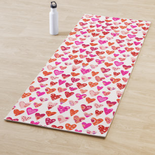 Tapis De Yoga Motif de coeur Rouge rose moderne